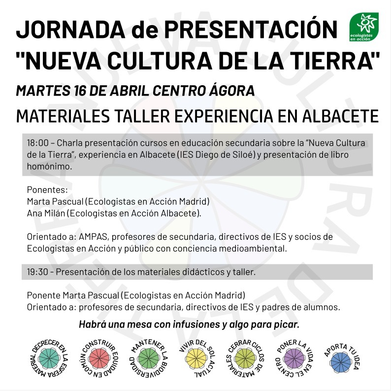 Jornada 16 abril sobre educación eco-social «Nueva Cultura de la Tierra»